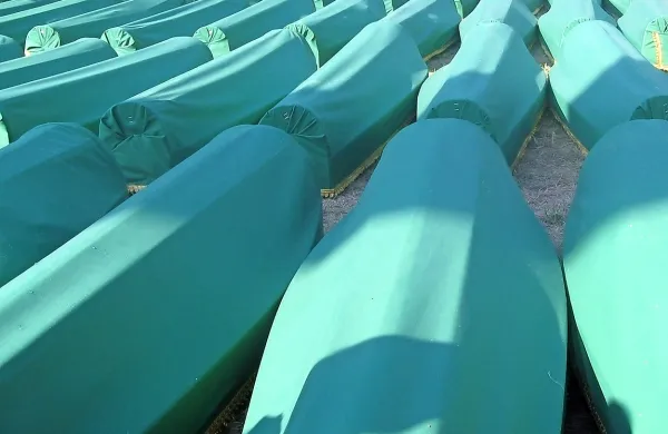 

V pokolu v Srebrenici, ki so ga izvedle sile bosanskih Srbov, 
je julija 1995 umrlo prek 8000 muslimanskih moških in 
dečkov.