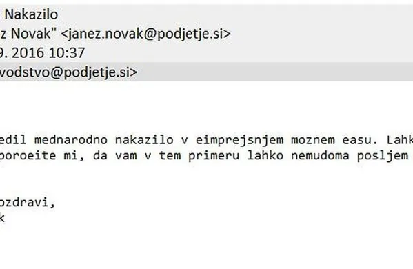 Tako “direktor” naroči računovodji čim hitrejše nakazilo ... 