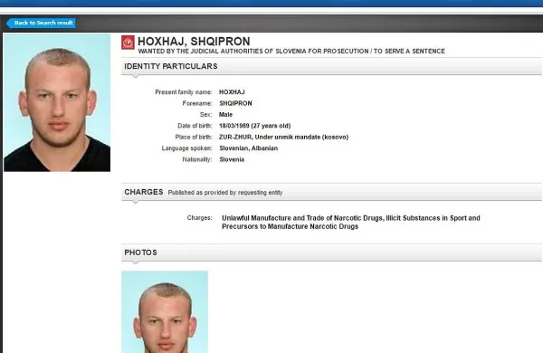 Interpol je objavil mednarodno tiralico za 27-letnim Shqipronom Hoxhajem.