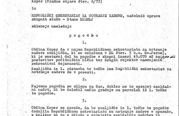 Faksimile pogodbe iz leta 1975.