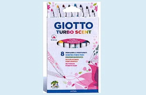Flomastri Turbo scent blagovne znamke Giotto vsebujejo 
alergene geraniol, linolol in benzilalkohol, ki predstavljajo 
tveganje za alergijsko reakcijo.