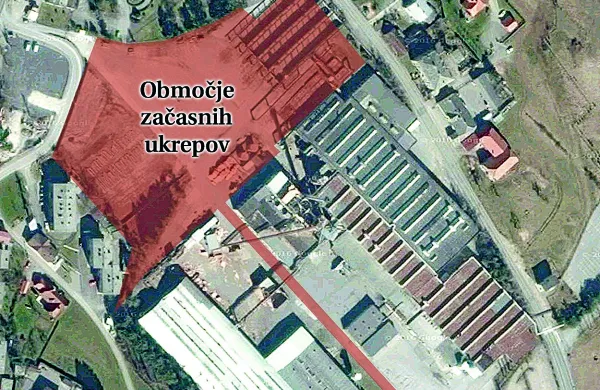 Območje začasnih ukrepov namerava občina nameniti medgeneracijskemu centru, družbenim in trgovskim dejavnostim. 
Po “koridorju” (rdeč pas) pa bi uredila dostop do  Snežniške 
ceste.   