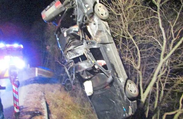 Honda se je ustavila približno deset metrov pod cesto, med 
drevesi.