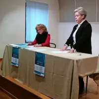 Program tedna, ki ga bodo Lojzetu Bratuži posvetili ob 80. 
obletnici njegove smrti, sta predstavili Franka Padovan (levo) 
in Franka Žgavec.