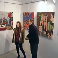 Ljubiteljsko slikarko je obiskovalcem razstave predstavil 
Drago Mislej - Mef.