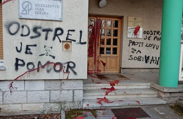 Prizor na vhodu v sežansko enoto zavoda za gozdove je bil 
zjutraj vse prej kot prijeten. 