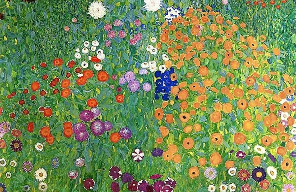 Gustav Klimt je sliko Kmečki vrt ustvaril leta 1907 ob jezeru 
Attersee v Avstriji. Več kot 20 let je bila v zasebni zbirki v 
Londonu, kjer jo je bilo lani mogoče videti na razstavi Kraljeve 
akademije umetnosti.