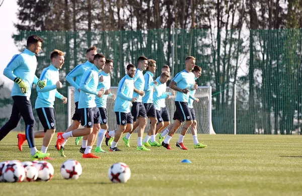 Slovenski nogometni reprezentanti so na Brdu opravili prvi skupni trening.