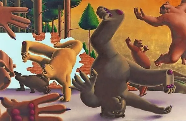Sliko Break bears je navdahnila usoda plešočih medvedov.   