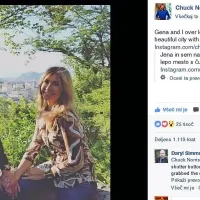 Chuck Norris in žena Gena sta navdušenje nad obiskom naše 
dežele delila na facebooku in instagramu.  