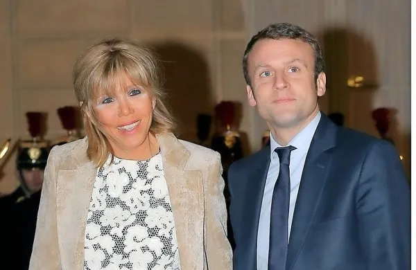 Emmanuel Macron z ženo Brigitte Trogneux. 