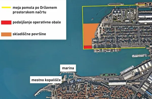 Do kod bi segalo podaljšanje pomola za 100 metrov? Pomol je sedaj dolg 600 metrov. 