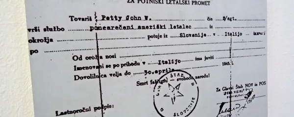 Padli letalci, ki so se želeli vrniti v zavezniške baze,  so 
morali imeti takšne dovolilnice, če so se želeli pri nas 
vkrcati na letalo. 