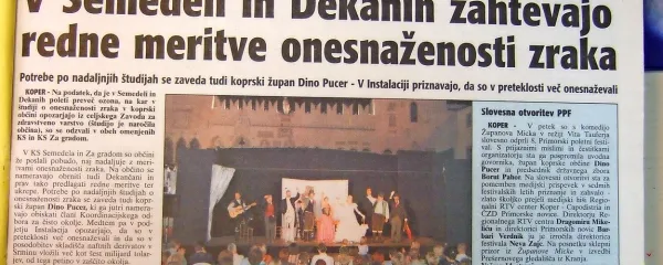Prebivalce Semedele in Dekanov so vznemirile visoke 
koncentracije ozona.