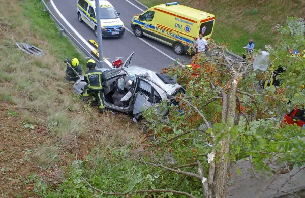 Voznico in sopotnika so gasilci s tehničnih posegom rešili iz 
avtomobila.