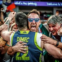 Žiga Dimec v objemu svojih navijačev