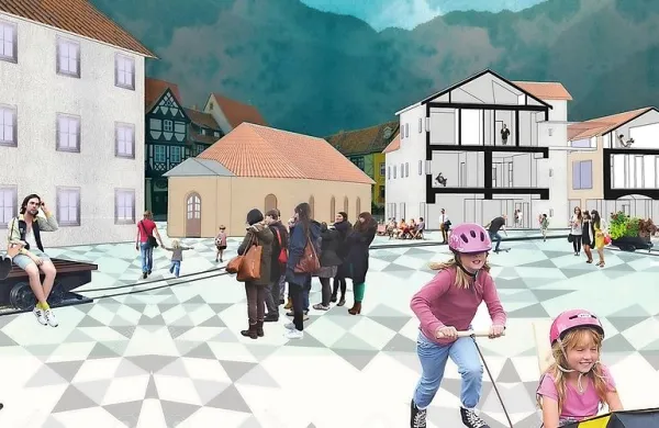 Stari trg kot dnevna soba Idrije. Tako so si ga   v viziji zamislili 
mladi.