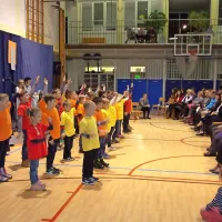 Nove šolske pridobitve so učenci pozdravili tudi s petjem. 