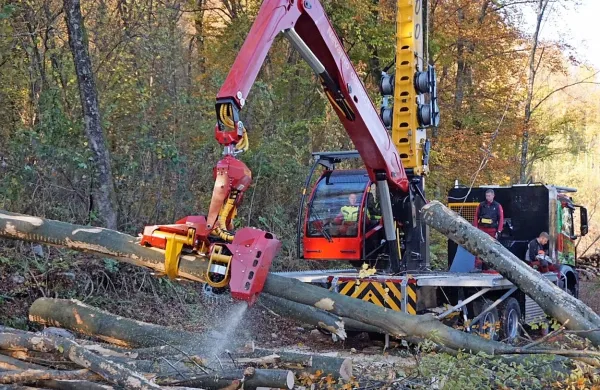 Visoko tehnološka žičnica omogoča hitro in bolj varno  sečnjo 
ter spravilo lesa. 