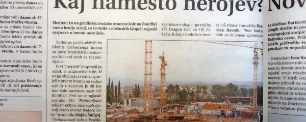 Ime bodoče osnovne šole na Bonifiki je precej razburjalo 
koprske občinske svetnike. 