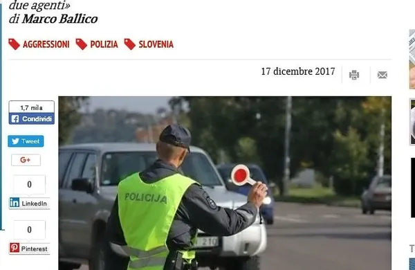 Tržaški Il Piccolo je ob članku o slovenski policiji objavil 
fotografijo iz daljnega Vilniusa. 