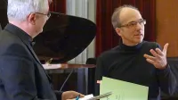 Založnik Damijan Bogataj (levo) ter skladatelj in  profesor Zoltan Peter