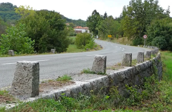 Cesta skozi Dol pri Vogljah je ena redkih, ki še ima  kamnito škarpo 
in  “obrobo” iz obcestnih kamnov.  