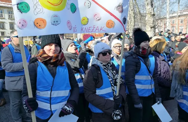 Mlada učiteljica Tina Jenko iz osnovne šole Knežak je na protest prišla v želji, da bi se izboljšal položaj mladih učiteljev.