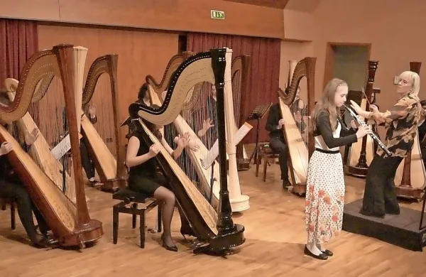 Na koncertu iz cikla Zvoki mladosti je nastopil videmski orkester  
harf Ventaglio d'Arpe in solistka, 14-letna Anamarija Vuga iz 
Solkana.  