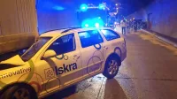 Vogal prikolice se je v škodo zaril le kakih deset centimetrov.