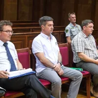 Robert Graj, Robert Časar in Milan Pučko (z leve) so več čas 
vztrajali, da so nedolžni.