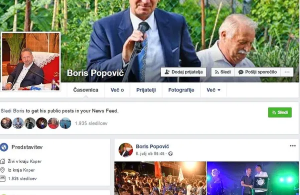 Primer lažnega profila koprskega župana, prek katerega neznanci 
ponujajo tudi lažna posojila. 