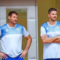 Boštjan Nachbar (desno) v trenerski družbi Gorana Jagodnika