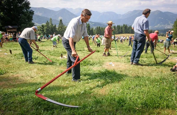 Povabilu društva se je odzval predsednik republike Borut Pahor, ki 
je tudi sam poprijel za ročno koso.