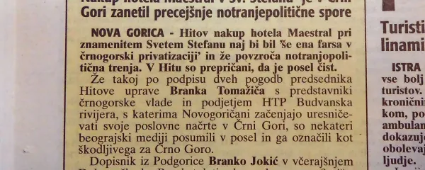 Hitov posel v Črni gori Beogradu ni bil všeč.