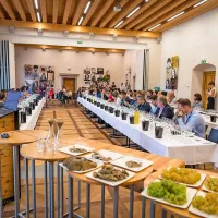 Novinarji in vinski kritiki iz vsega sveta v Brdih na poku&scaron;ini rebule