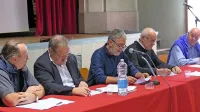 Sodbo so predstavili (z leve): predsednik agrarne skupnosti v Tržaški pokrajini Iztok Sancin, odvetnik Peter Močnik, bivši predsednik openskega jusa Drago Vremec, predsednik openskega jusa Vladimir 
Vremec in podpredsednik Državne konzultne skupne lastnine Karlo Grgič.