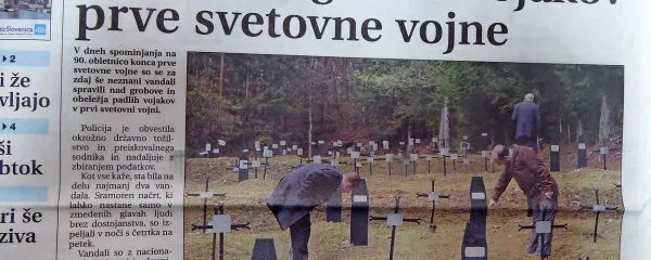 

V Posočju so odločno obsodili skrunitev grobov padlih vojakov v 
prvi svetovni vojni.