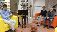 Andrejki  Jereb so se na predstavitvi pridružili (z leve) Tilen Klinc, Gašper Golob Rupnik in Jože Janež. 