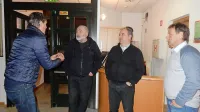 Miha Sotlar, Marijan Skornišek, Danijel Krivec in Valter Mlekuž po seji v  razpravi o tem, kdo je vedel 
in kdo ne za dodatne obveznosti Sončnega Kanina. 