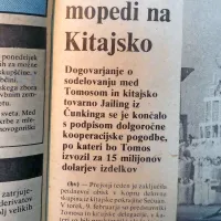 Koprski Tomos je s kitajsko tovarno Jailing iz Čunkinga podpisal 
pogodbo o dolgoročnem kooperativnem sodelovanju.