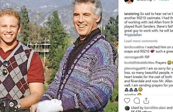 Le nekaj dni po smrti ameriškega igralca Luka Perrya, ki je zaslovel 
v seriji Beverly Hills 90210, je v 85. letu starosti umrl Jed Allan, ki 
je v isti seriji igral očeta Stevea Sandersa.