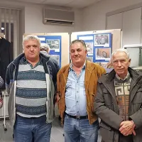 Ob odprtju razstave so o openskem tramvaju spregovorili (z leve): 
Neva Hussu, Ludvik Husu, Dolfo Purič in Pavel Vidau. 