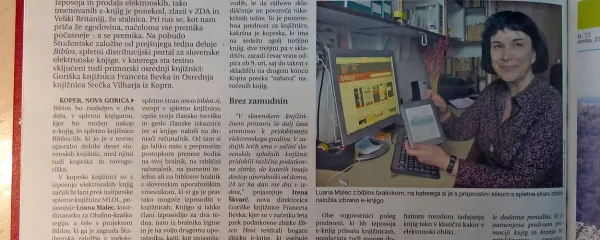 Ljubitelji knjig v Novi Gorici in Kopru so se razveselili dodatne ponudbe - izposoje slovenskih e-knjig.