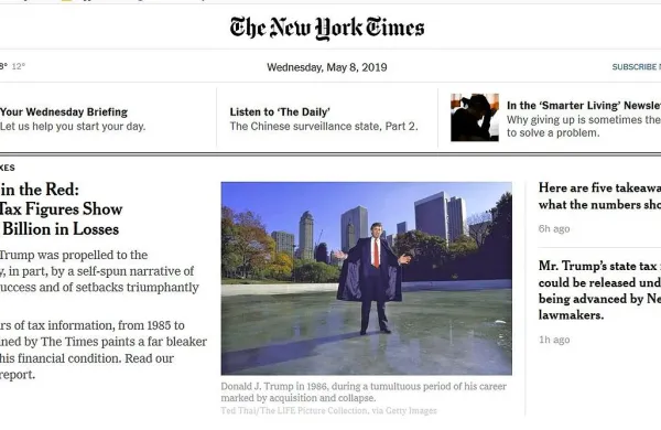 Današna naslovnica spletne strani New York Timesa