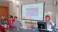 Belo knjigo o prevajanju so v Kopru predstavile (z leve) Viktorija Osolnik Kunc, Kristina M. Pučnik, Ana Beguš in Barbara Pregelj. 