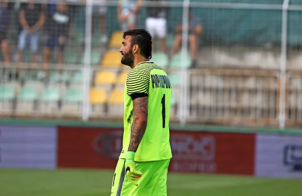 Grški vratar  Panagiotis Papadopulos med tekmo Ankaran : Olimpija v Dravogradu. 