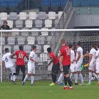 Tako je Marko Vukelić (št. 4) mojstrsko zadel za vodstvo Tabora z 
1:0.