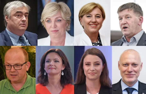 Slovenski poslanci v Evropskem parlamentu, zgoraj (z leve): Milan Zver, Romana Tomc, Ljudmila Novak, Franc Bogovič; spodaj (z leve): Klemen Grošelj, Tanja Fajon, Irena Joveva, Milan Brglez.   