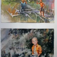 Dve izmed razstavljenih del: (zgoraj) Say good day, Thin Chian Lee, 
Malezija, (spodaj) Dandelion wine, Oksana Matytcyna,  Rusija.